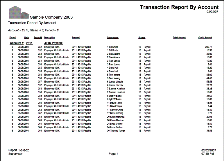 01-03-00-20 Transaction Report By Account with Details