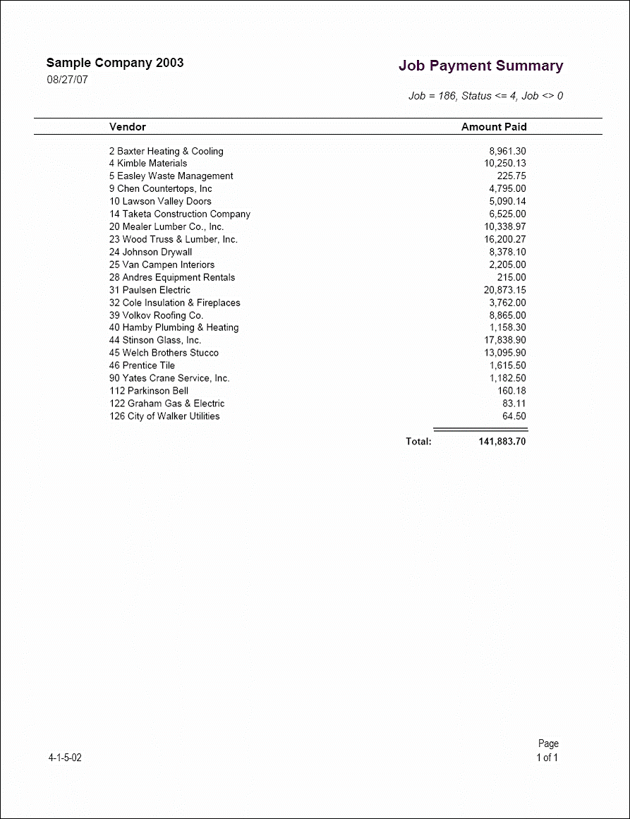 04-01-05-02 Job Payment Summary by Vendor 