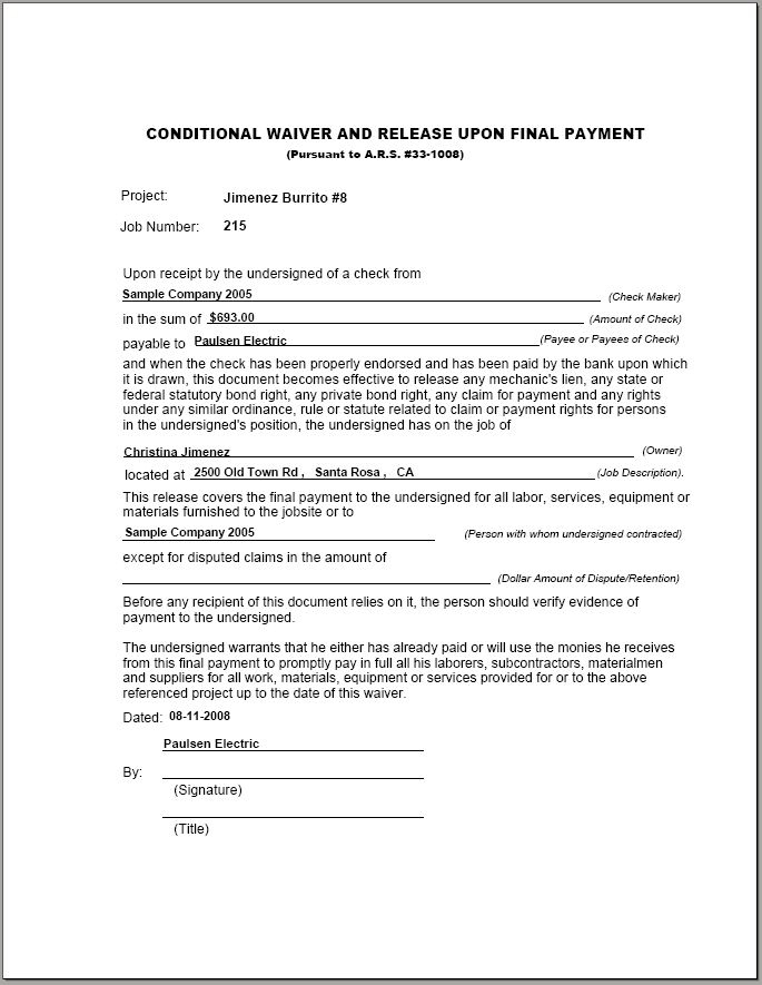 04-03-03-21 Lien Waiver-CF (Report Form: Conditional Final)