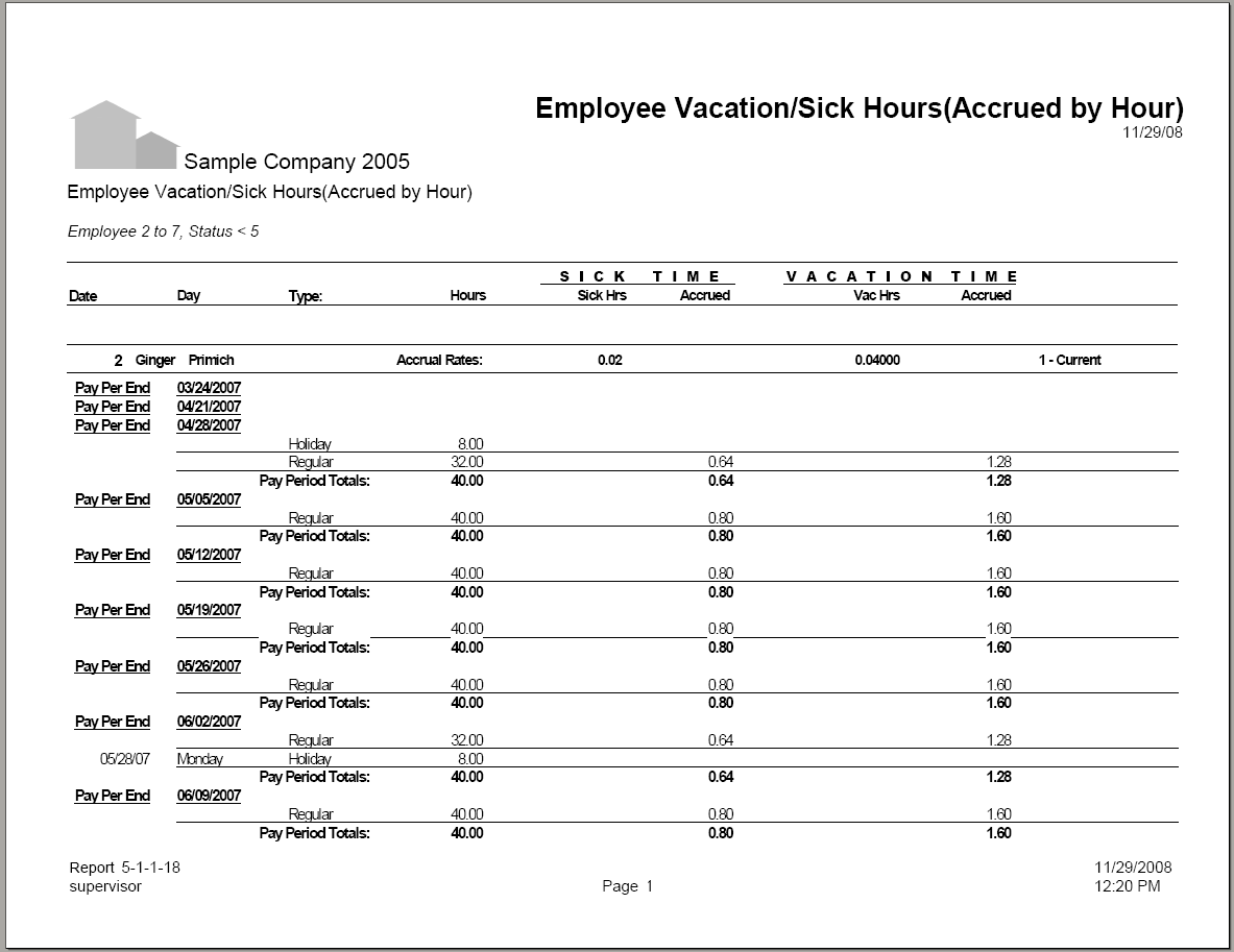 05-01-01-18 Employee Vacation-Sick Hours (Accrued by Hour)