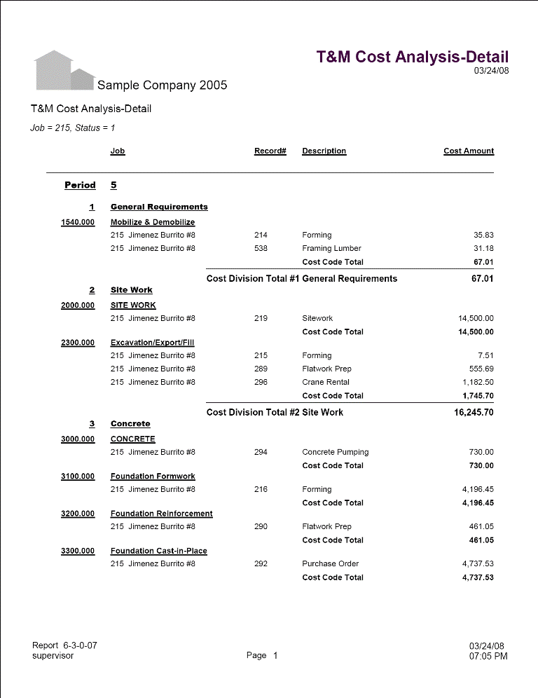 06-03-00-07 T&M Cost Analysis Detail