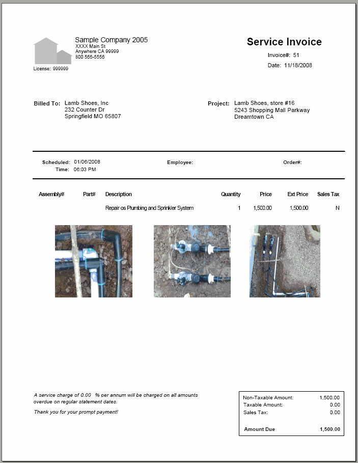 11-02-00-15 Service Invoice with 3 Photos 
