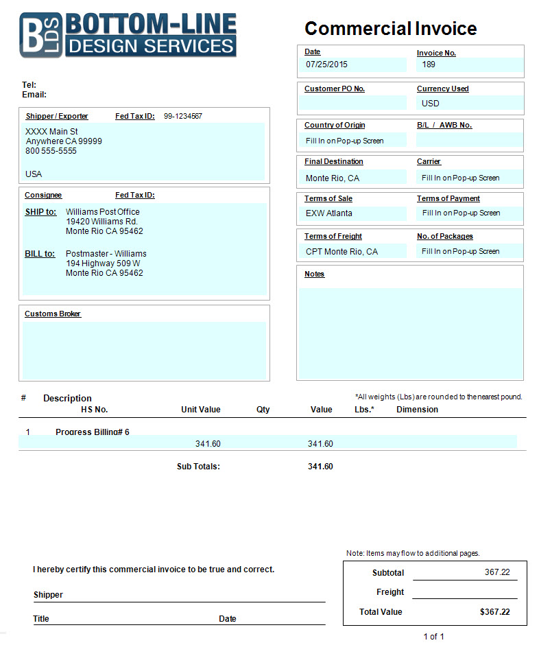03-02-00-12  Commercial Invoice Form