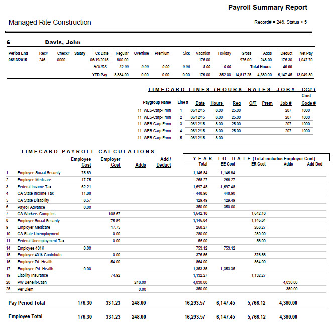 05-01-02-19 Employee Payroll Report with Deductions, Hours, Jobs