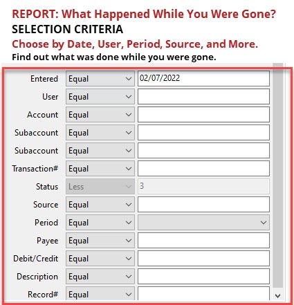 What Happened While You Were Gone Report